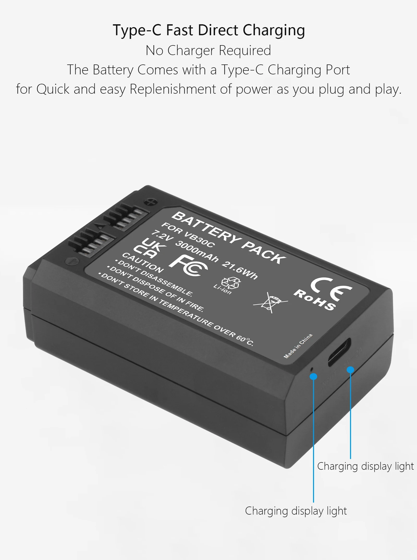 Batería de litio VB30 de repuesto de 3000mAh para batería GODOX V1 Pro serie Godox V1 PRO V1 Flash de cabeza redonda - imagen 5