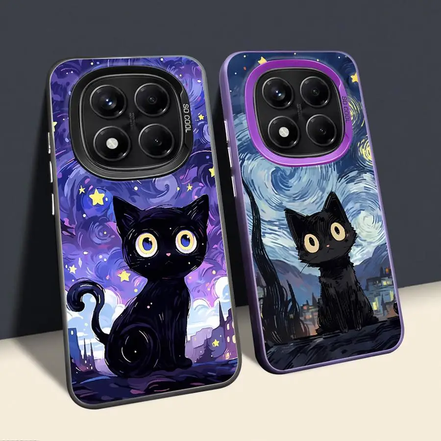 Funda de gato cielo estrellado para Xiaomi Redmi Note 10Lite 14 Pro Plus 11s 12s 9s 10s 13 12 11 funda trasera para teléfono