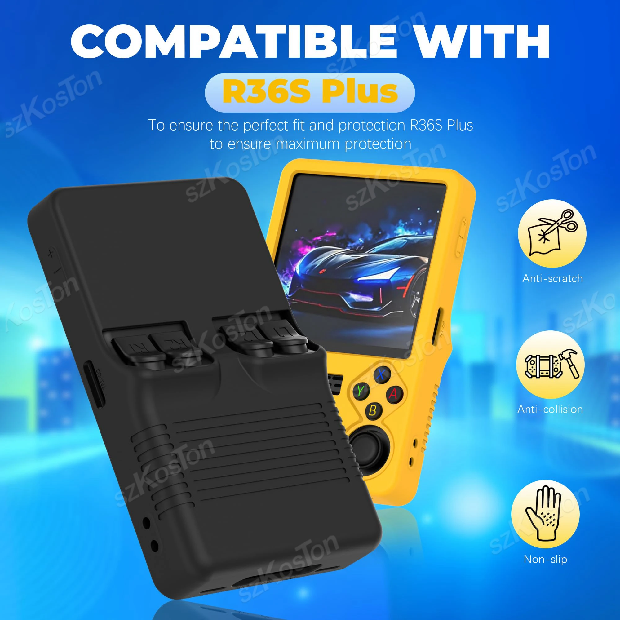Funda para consola de juegos portátil R36S Plus, funda protectora de silicona suave antiarañazos con cordón para accesorios R36S Plus - imagen 2