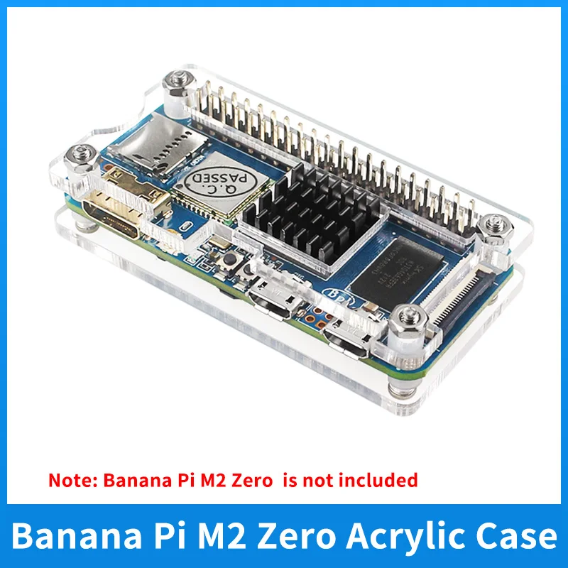 Banana Pi M2 Zero, carcasa acrílica tranparente con disipadores de calor de aluminio, carcasa de protección transparente para Banana Pi M2 Zero
