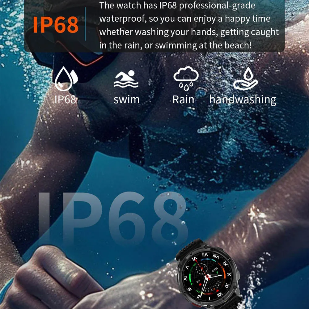 Reloj inteligente de 1,7 pulgadas, batería de 1100mAh, linterna LED, llamada BT, reloj inteligente para exteriores, reloj deportivo para hombres y mujeres, brújula, Monitor de salud, resistente al agua - imagen 5