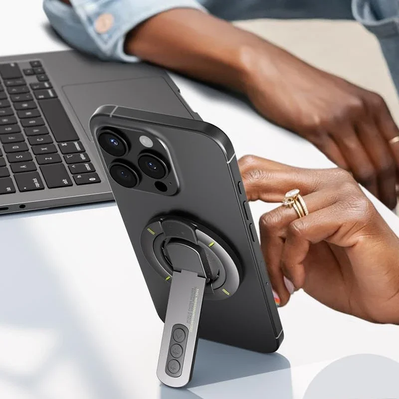 Soporte magnético para anillo de dedo 360 ° Soporte de empuñaduras de teléfono magnético de doble cara con rotación para Magsafe iPhone 17 16 15 14 13 12 Pro Max