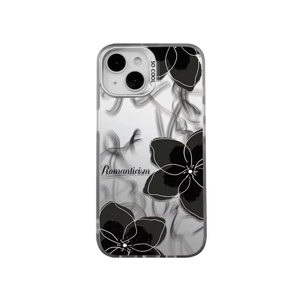 Funda de teléfono con flores negras a la moda para iPhone 17 Air 16 15 14 13 12 11 Pro Max XS XR 15 Plus 16 E 17Pro contraportada a prueba de golpes - imagen 5