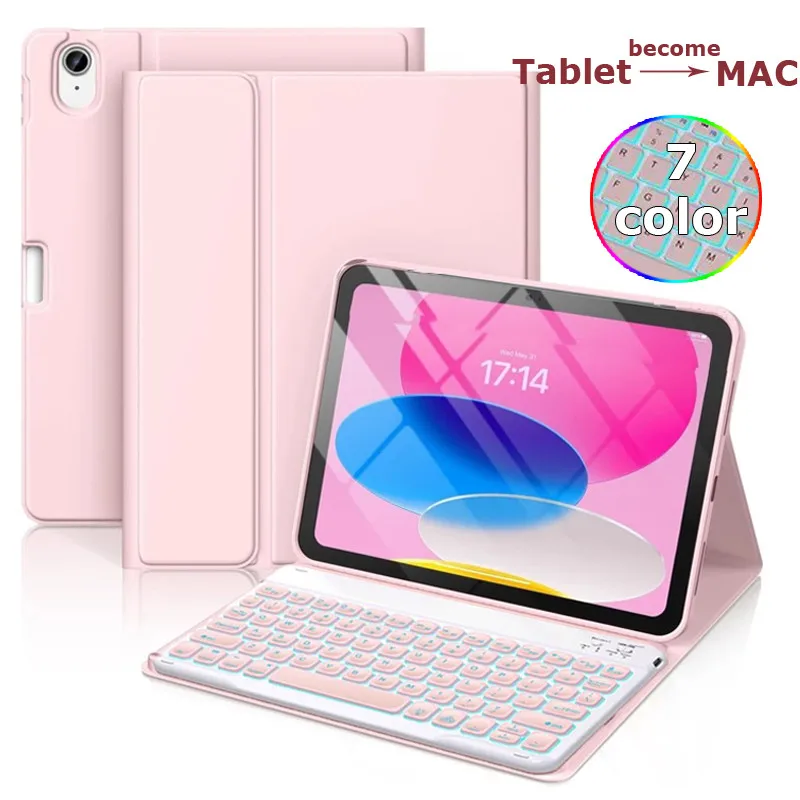 Para Lenovo Tab 10,1 pulgadas 2025 K10 2. ° TB-311FU Idea Tab 11 TB336FU Pad 11 TB335FC M11 K11 B11 funda para teclado Bluetooth retroiluminado