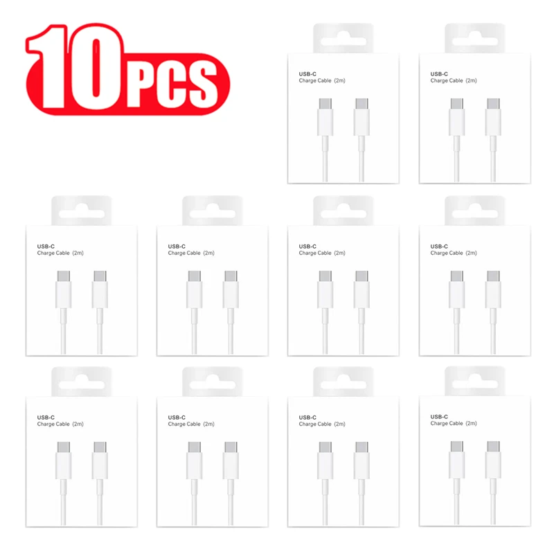 10 Uds. Cable Original USB C a USB C 100W PD para iPhone 15 Plus Pro Max Huawei Samsung Xiaomi Redmi cable cargador tipo C con caja