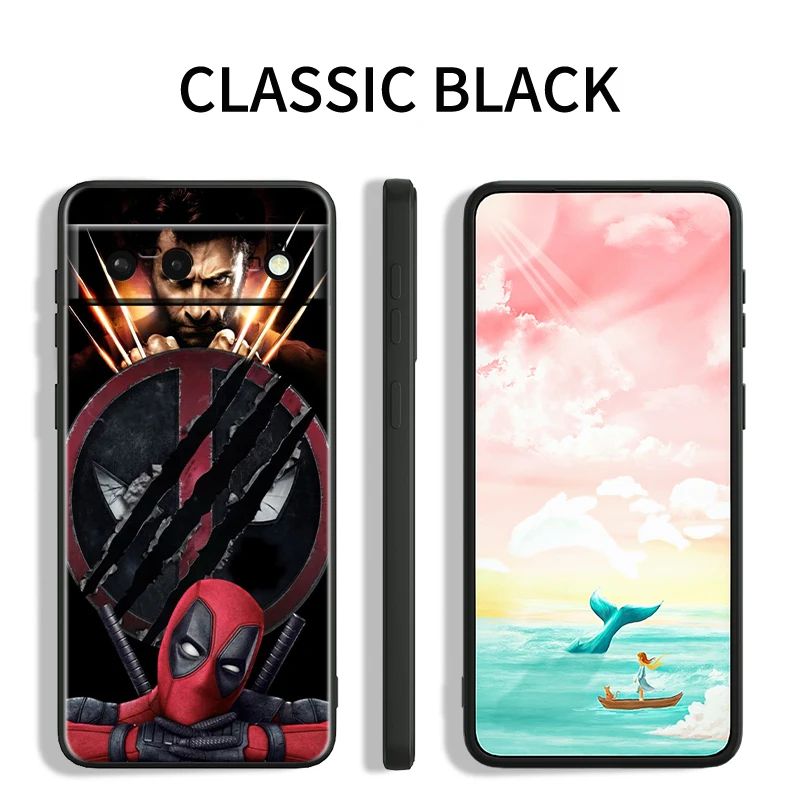 Marvel Wolverine Deadpool Love para Google Pixel 9 8 7A 7 6A 6 5A 5 4 4A XL 5G funda de teléfono suave de silicona negra a prueba de golpes - imagen 4