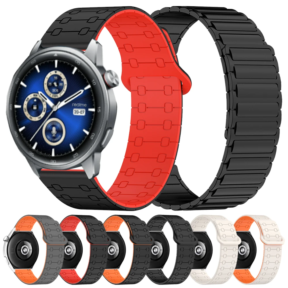 Correa suave de silicona con bucle magnético de 22mm para Realme Watch S 2 3 Pro S2, correa de reloj deportiva, accesorios de pulsera de repuesto para hombres y mujeres