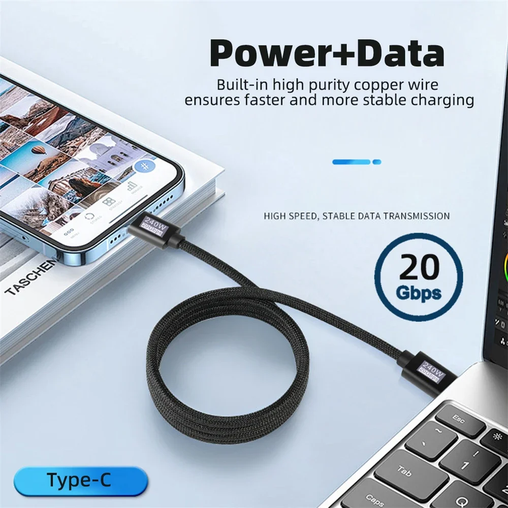 Cable magnético USB C USB4.0 tipo C 20Gbps PD3.1 240W 8K 5K 4K Cable de extensión de carga rápida de datos - imagen 3