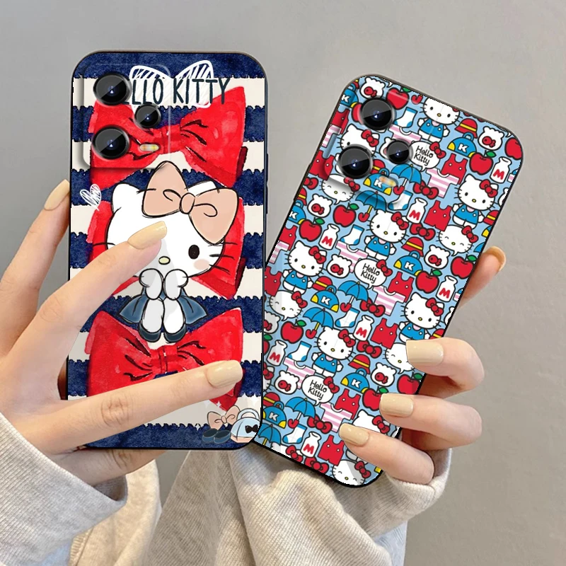Sanrio-funda suave de lujo para Xiaomi Redmi Note 13, 12R, 12S, Turbo 11, 11T, 11S, 10, 10S Pro Plus, 5G, color negro, Hello Kitty - imagen 2