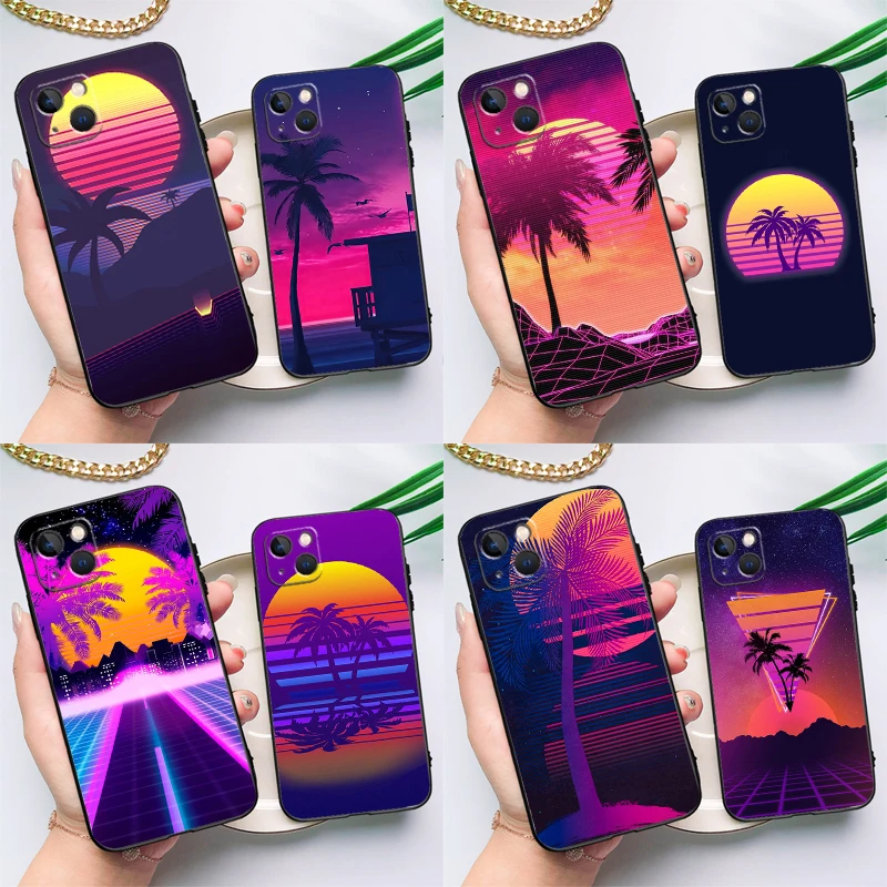 Funda Retrowave de palmas de neón de los años 80 para OPPO Find X9 X5 X6 X8 Pro OPPO Reno 14 13 12 11 10 Pro 14F 13F 12F 7 8 Lite
