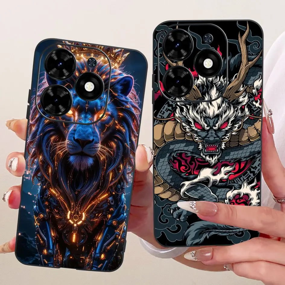 Funda para Tecno Spark 20 20C Go 2024, funda BG6 KJ5 KJ5n BG7n BG7, Fundas de silicona negra suave con flores a la moda para parachoques Tecno Pop 8 - imagen 4