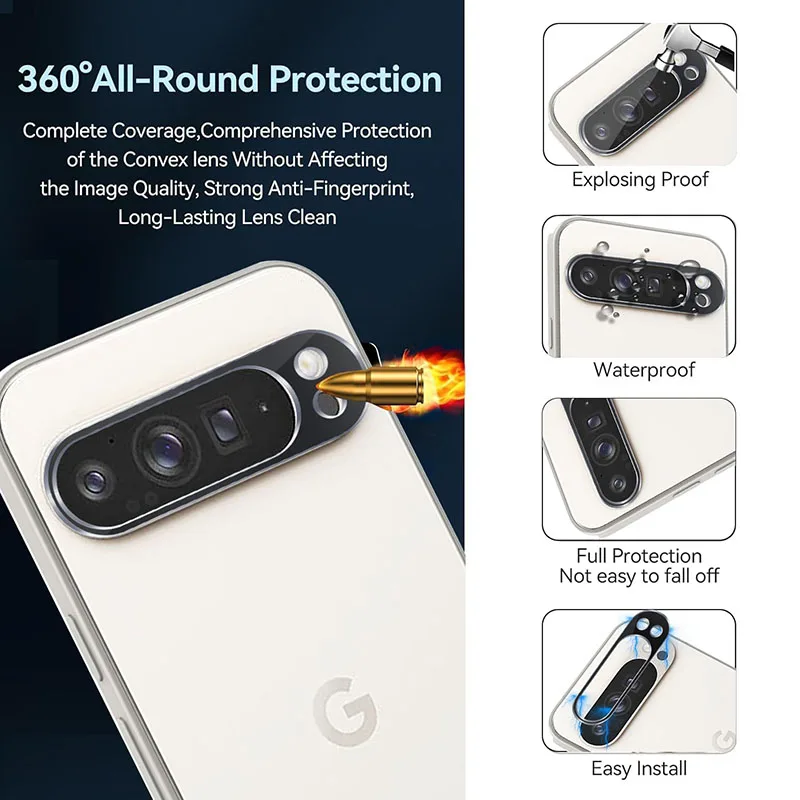 Protector de lente de cámara para Google Pixel 9 Pro XL, Protector de pantalla de cubierta completa, cubierta de película de vidrio para lente Pixel8 Pixel7Pro - imagen 2