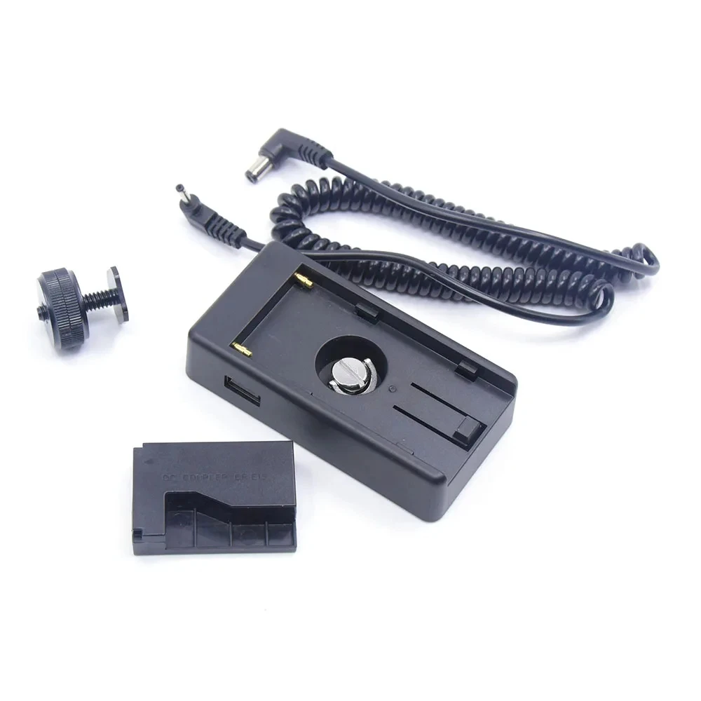 Kit de placa adaptadora de batería NP F550 F750 F960 F970 con batería simulada DR-E15 LP-E12 para Canon Kiss X7 SX70HS EOS Rebel SL1 100D - imagen 5