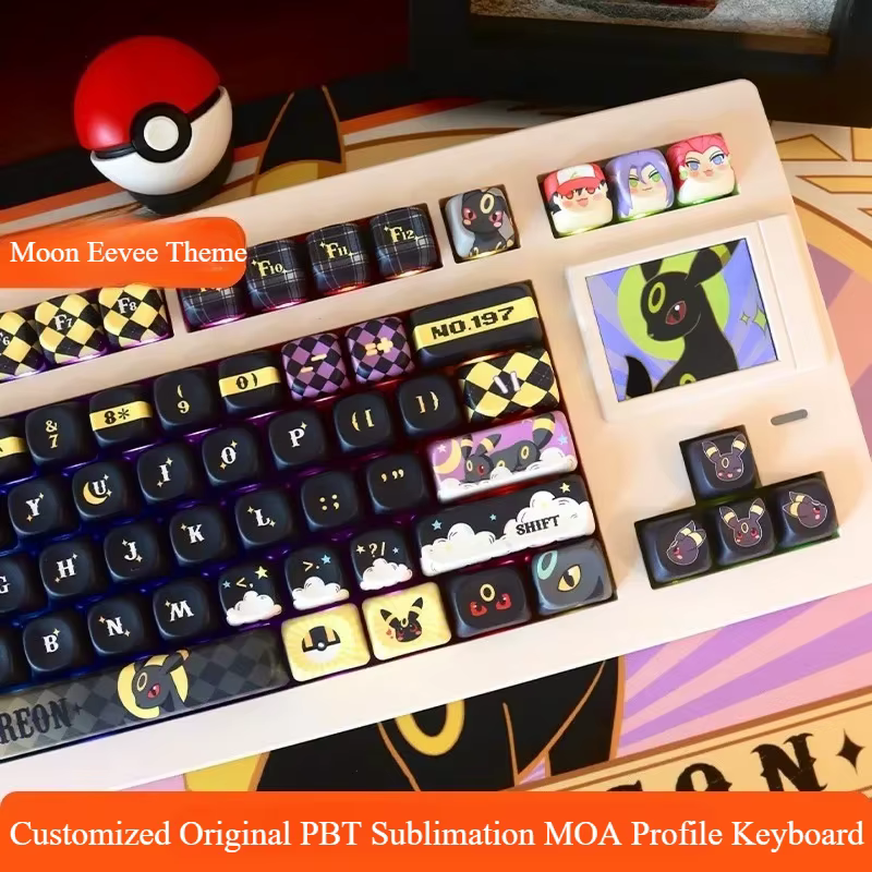 Juego de teclas con tema Moon Eevee, tapa de teclado con perfil MOA de sublimación PBT Original personalizada para accesorios de teclado mecánico - imagen 3