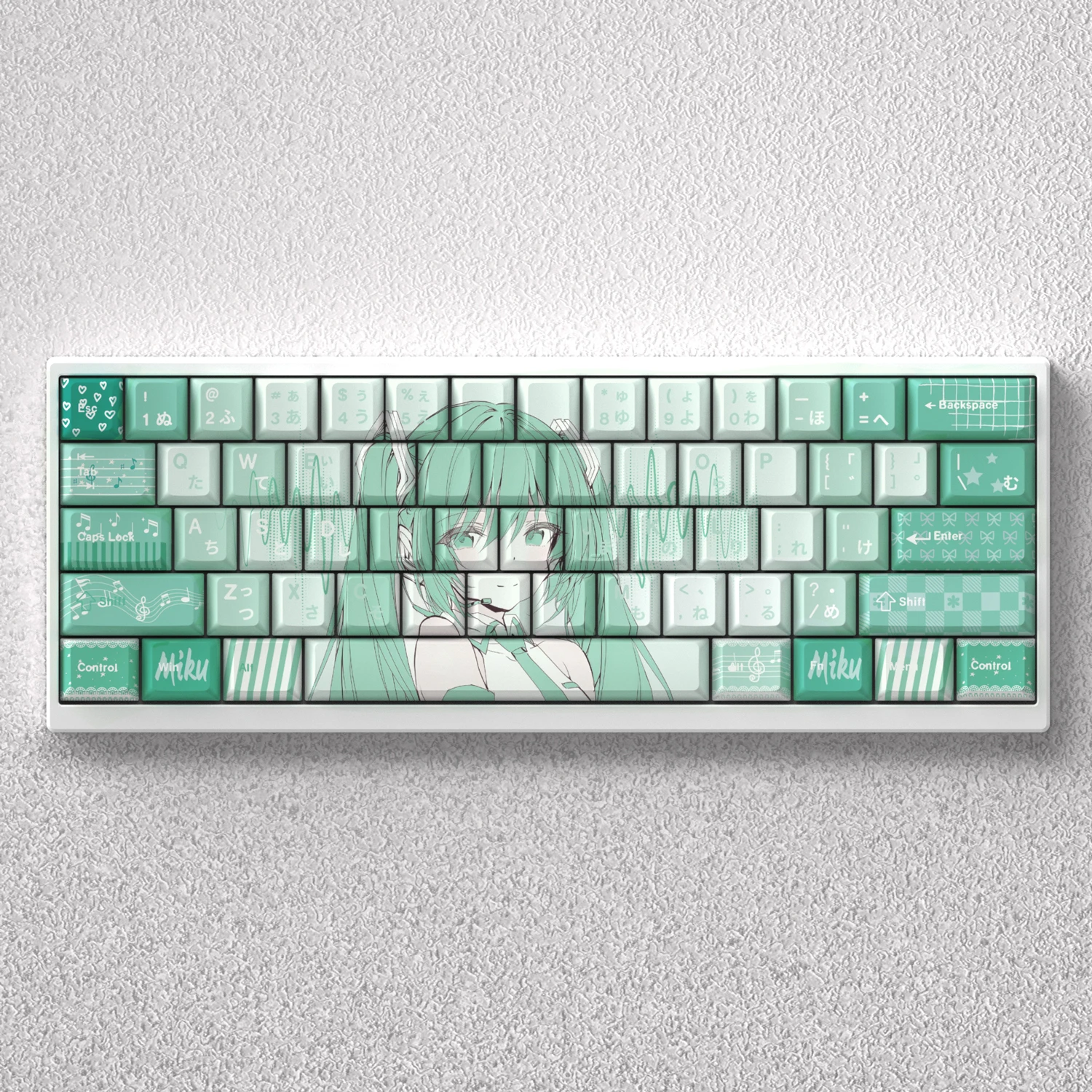 Teclas PBT Miku 73 teclas tinte Sub cereza altura azul Anime 60% 65% 68% Teclado mecánico GK61 Anne Pro2 AKKO FUN60 pro Mad 60he