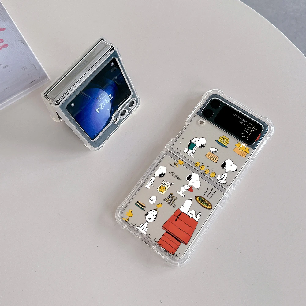 Coque de téléphone Snoopys, dessin animé mignon, pour Samsung Galaxy Z Flip 3 4 Z Flip 5 6 Z Fold 4 5G PC, coque arrière souple Anti-chute - imagen 3