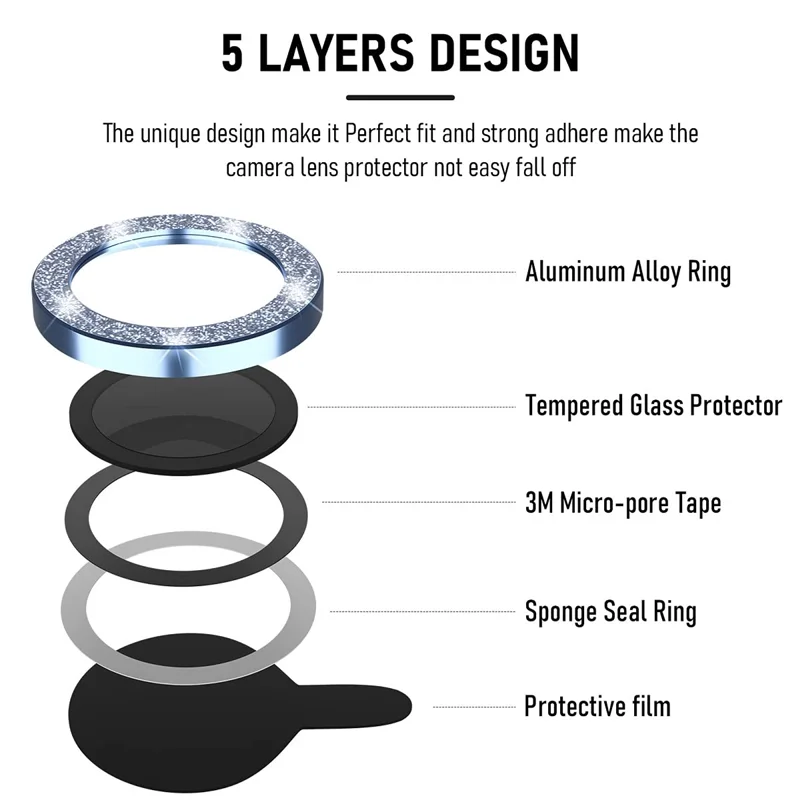 Protector de lente de cámara de cristal con anillo de Metal para IPhone 13 12 11 Pro Max 14 Plus 12 Mini IPone 13Pro 14Pro IPhone14 accesorios de cubierta - imagen 5