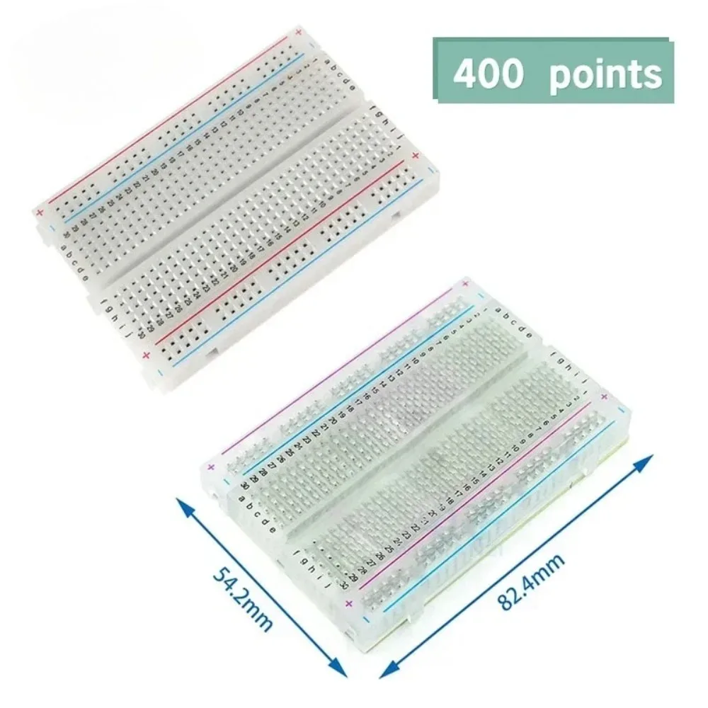 Placa de pruebas de 400 puntos, prototipo sin soldadura, PCB, prueba de placa de pan, desarrollo de línea Dupont, placa de pan DIY, blanco transparente para arduino - imagen 2