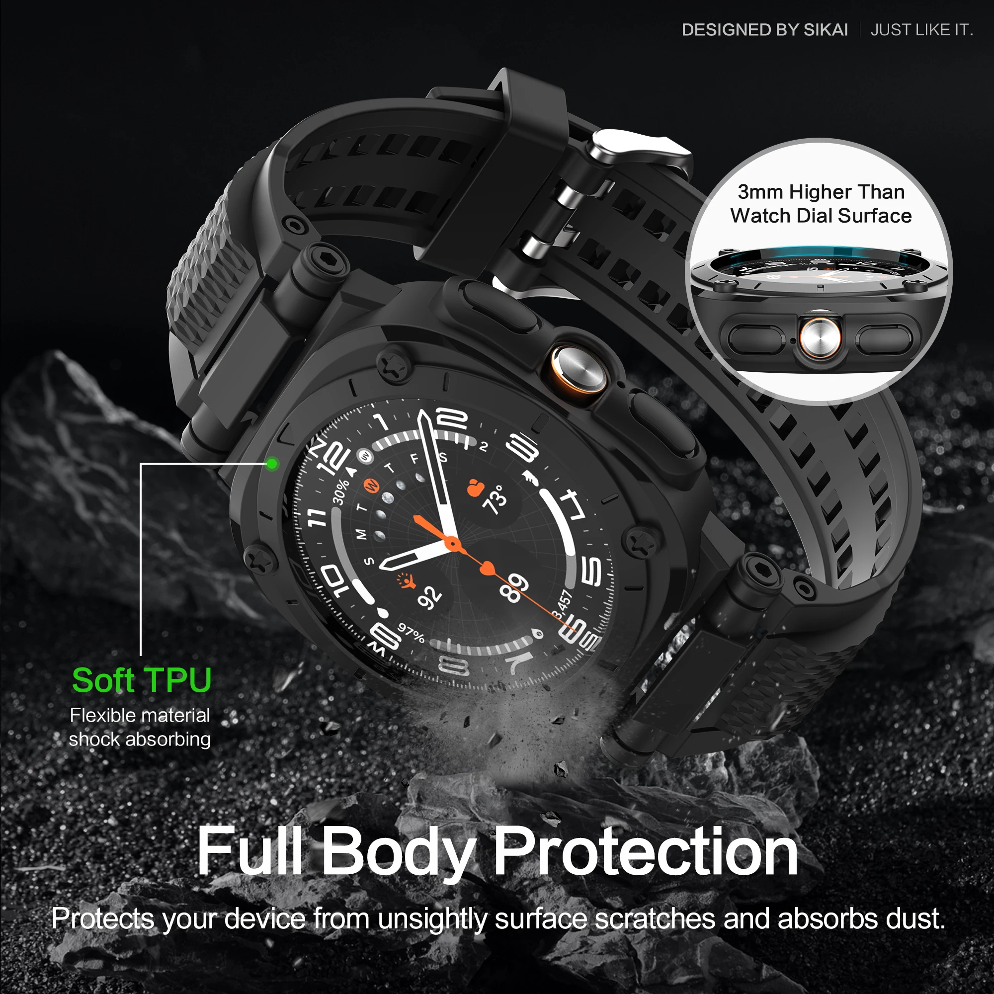 Funda deportiva resistente para reloj, funda protectora para Samsung Galaxy Watch Ultra de 47mm con banda protectora de TPU con correa - imagen 5