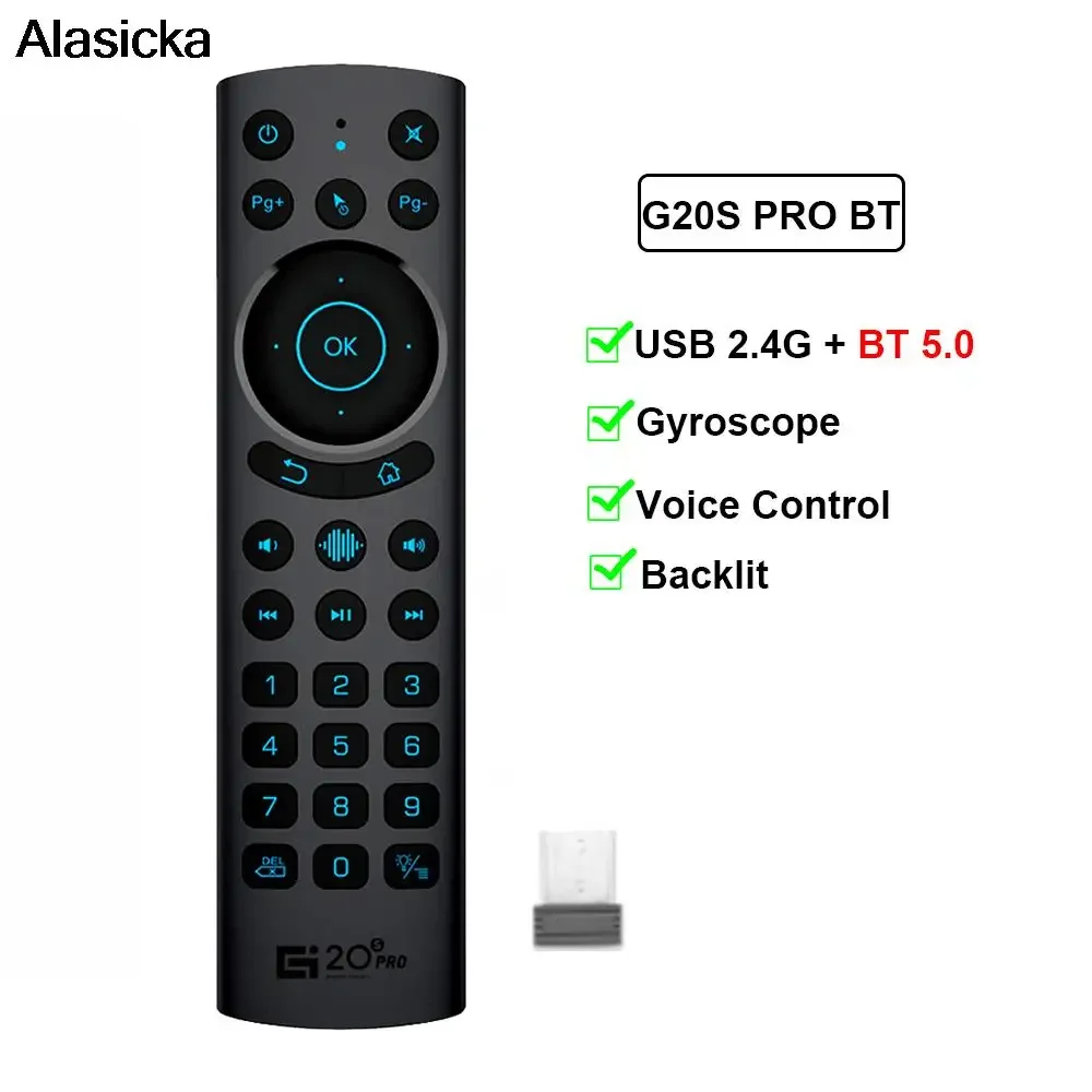 G20S PRO Control remoto por voz inteligente 2,4G inalámbrico retroiluminado BT5.0 Air Mouse giroscopio IR aprendizaje para Android TV Box G20 BTS Plus - imagen 4