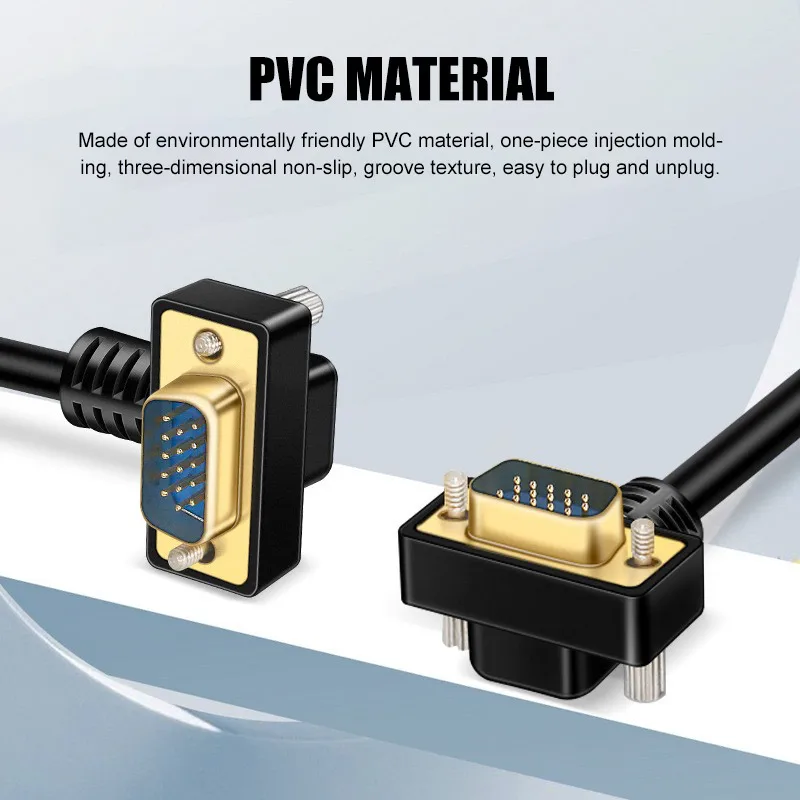 Cable de conexión VGA chapado en oro de 15 pines macho a macho a hembra a hembra línea HD de 1080P para TV Cable de datos de codo de 90/270 grados - imagen 3