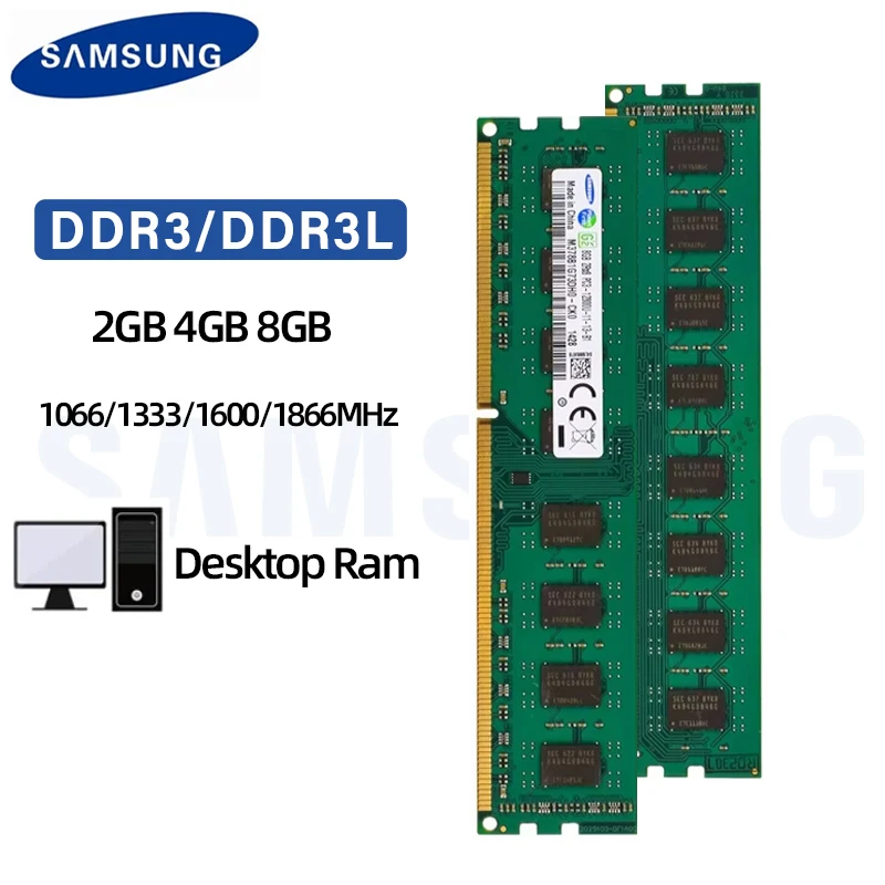 SAMSUNG DDR3L DDR3 RAM 2GB 4GB 8GB 1600MHz 1066MHz 1333MHz 1866MHz Memoria de escritorio PC3-12800U PC3L-12800U DIMM 240 pines 1,5 V 1,35 V - imagen 2