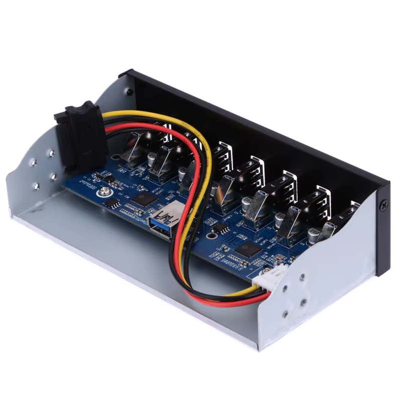 Panel frontal para carcasa de ordenador, 7 puertos USB 3,0 Hub de 5Gbps, 5,25 pulgadas, Bahía de unidad de CD-ROM, CD ROM, USB 3,0, cabezal de 19 pines A Cable macho tipo A - imagen 4