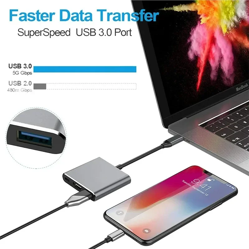 Cable USB HUB tipo C a HDMI, adaptador convertidor 4K tipo C a HD-MI/USB 3,0/tipo-c para PC, portátil, MacBook, Huawei Mate 30 - imagen 5