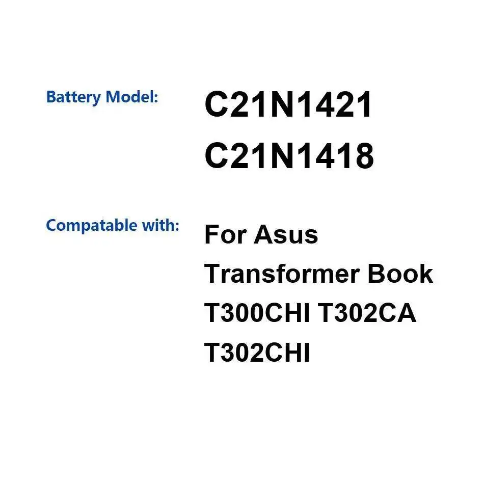 Batería para ordenador portátil, 5000Mah, alta capacidad, para Asus Transformer Book T300CHI T302CA T302CHI C21N1421 C21N1418
