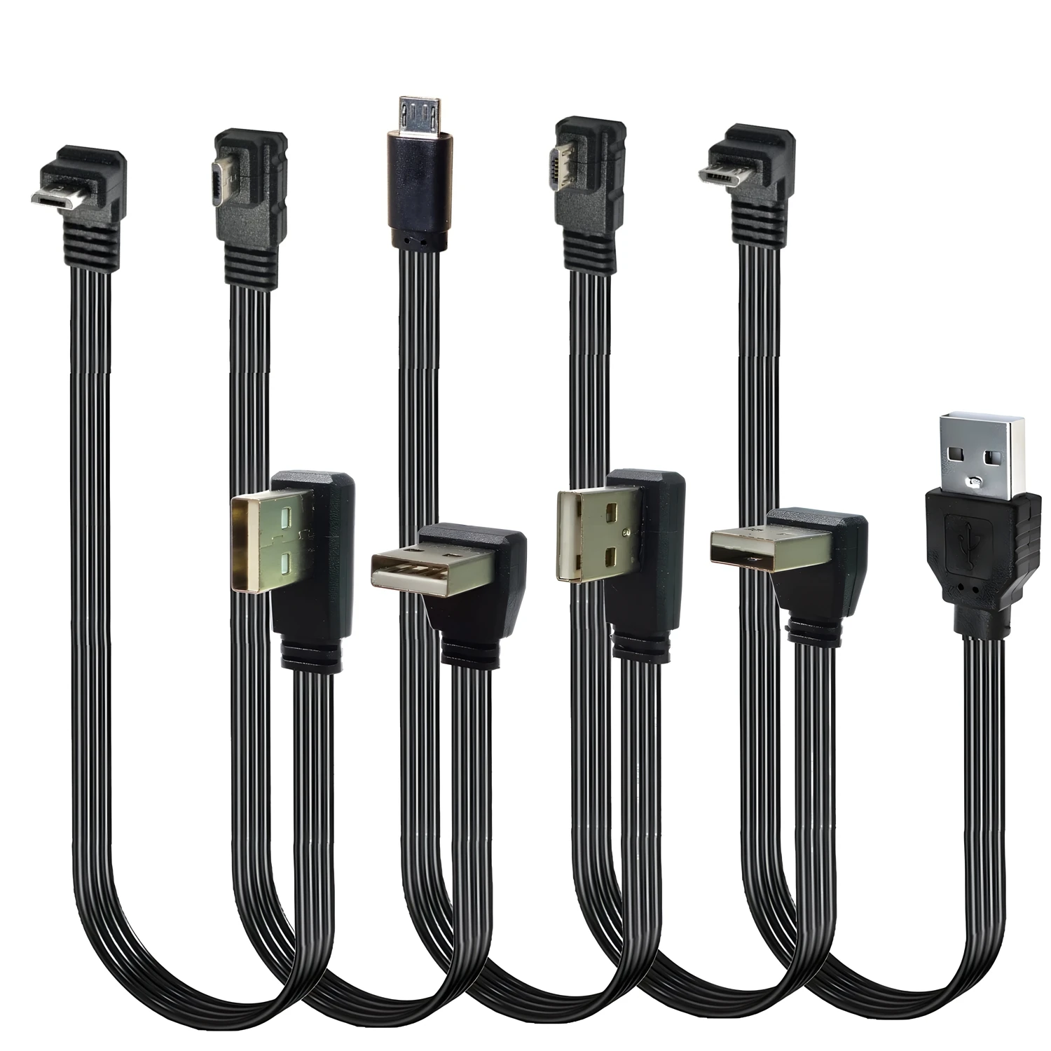 Oben, Unten, Enlaces, ángulo recto 90 °   USB Micro USB Stecker auf USB Stecker Kama Kabel 20cm 50cm Bamlette 5 pies 1m