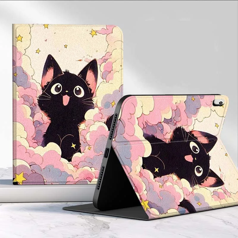 Diseño bonito de dibujos animados de gato para iPad Pro Mini 1 2 3 4 5 6 7 7ta generación 12,9 10,5 13 11 7,9 8,3 M4 pulgadas funda para tableta - imagen 2