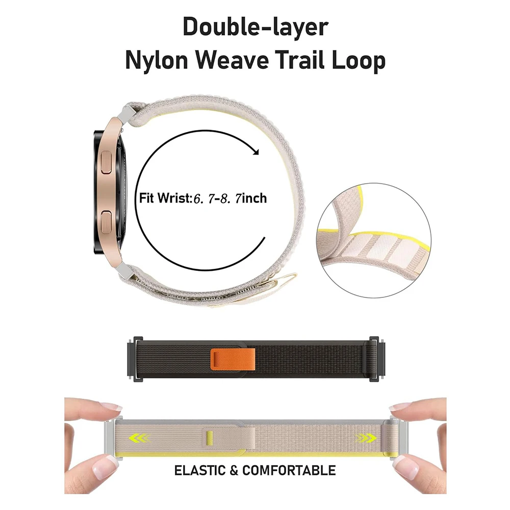Correa de nailon de 20 mm y 22 mm compatible con Samsung Galaxy Watch 7/FE/6/4/3/5 Pro/4 6 Classic/Active 2/Gear S2 S3 Frontier Bands - imagen 4