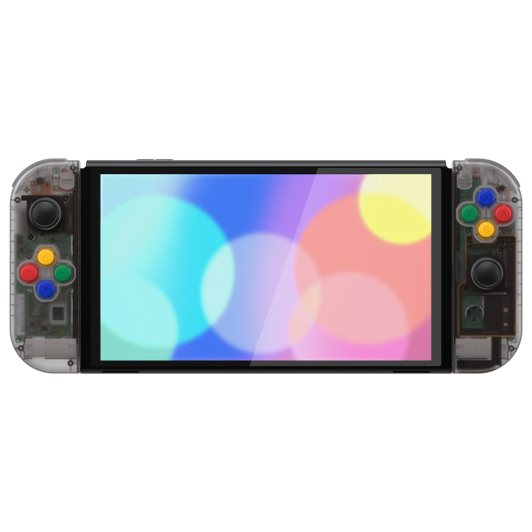 eXtremeRate Juego completo de carcasa de repuesto para Nintendo Switch OLED, placa trasera y soporte, carcasa Joycon con botones coloridos - imagen 3