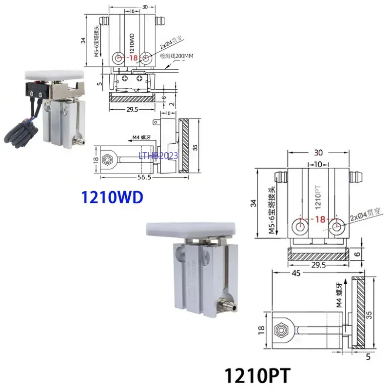 Juego de cilindro de pinza manipuladora, accesorio neumático con Base de aluminio, Kits de soporte de accesorio de válvula solenoide de cilindro de abrazadera 1815 - imagen 5