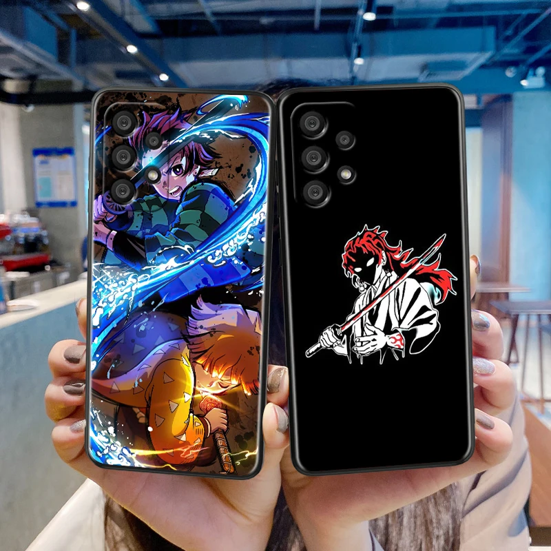 Demon Slayer Kimetsu No Yaiba para Samsung A55 A35 A25 A15 A14 A73 A53 A13 A05S A03S A02S A71 A52 A32 funda de teléfono suave negra - imagen 2