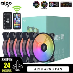 Aigo AR12 120mm PC Gamer ventilador con cubierta de ordenador RGB 12v disipador de calor Aura Sync Cooler Argb Kit de controlador silencioso Ventilador de refrigeración