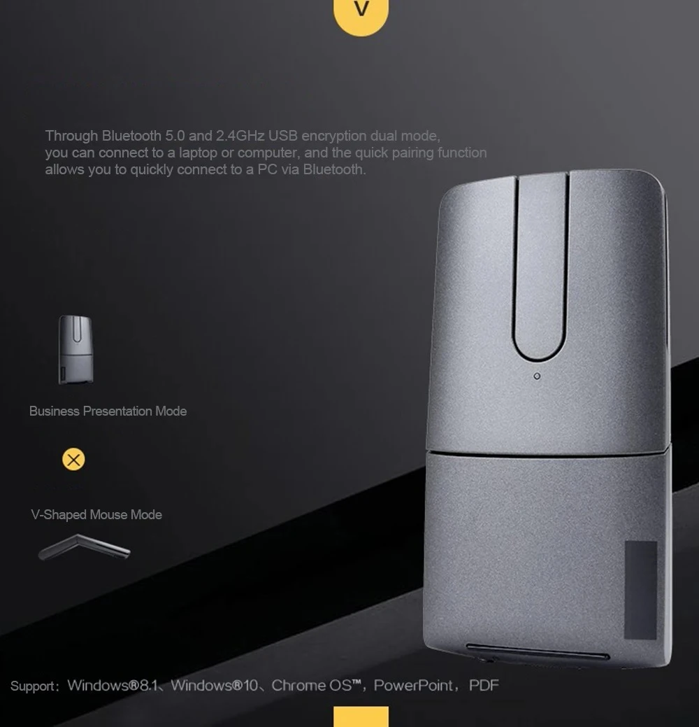 Ratón inalámbrico de negocios inalámbrico YOGA 2 para Lenovo con soporte láser de 1600DPI conexión Bluetooth 5,0 2,4 GHz para Windows PDF