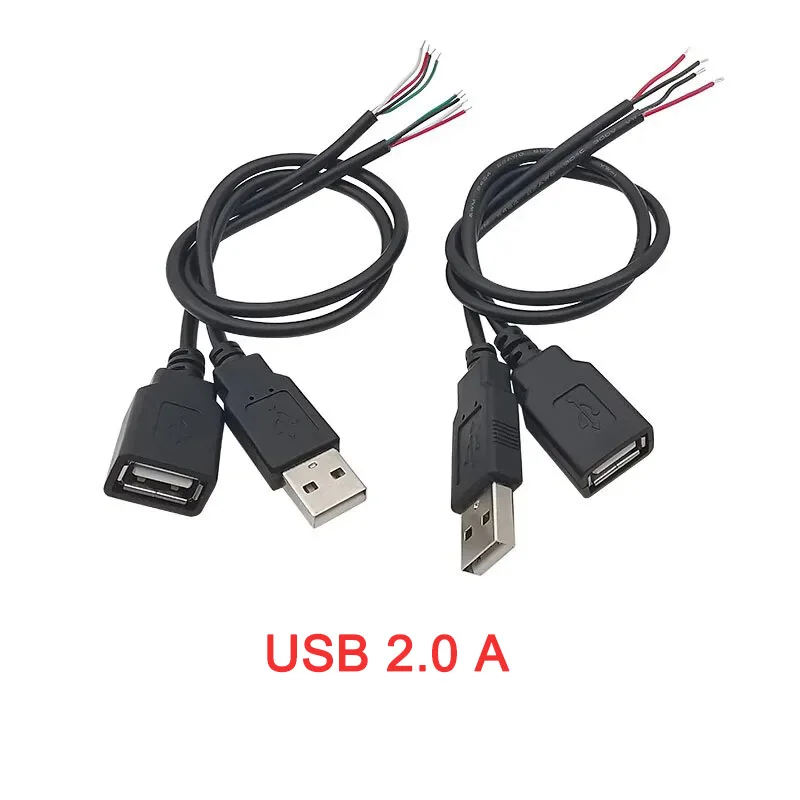 Fuente de alimentación USB macho y hembra, Conector de cargador, 2 pines, 4 pines, Micro USB 2,0 A, tipo C, Cable de reparación de bricolaje, soldadura - imagen 3