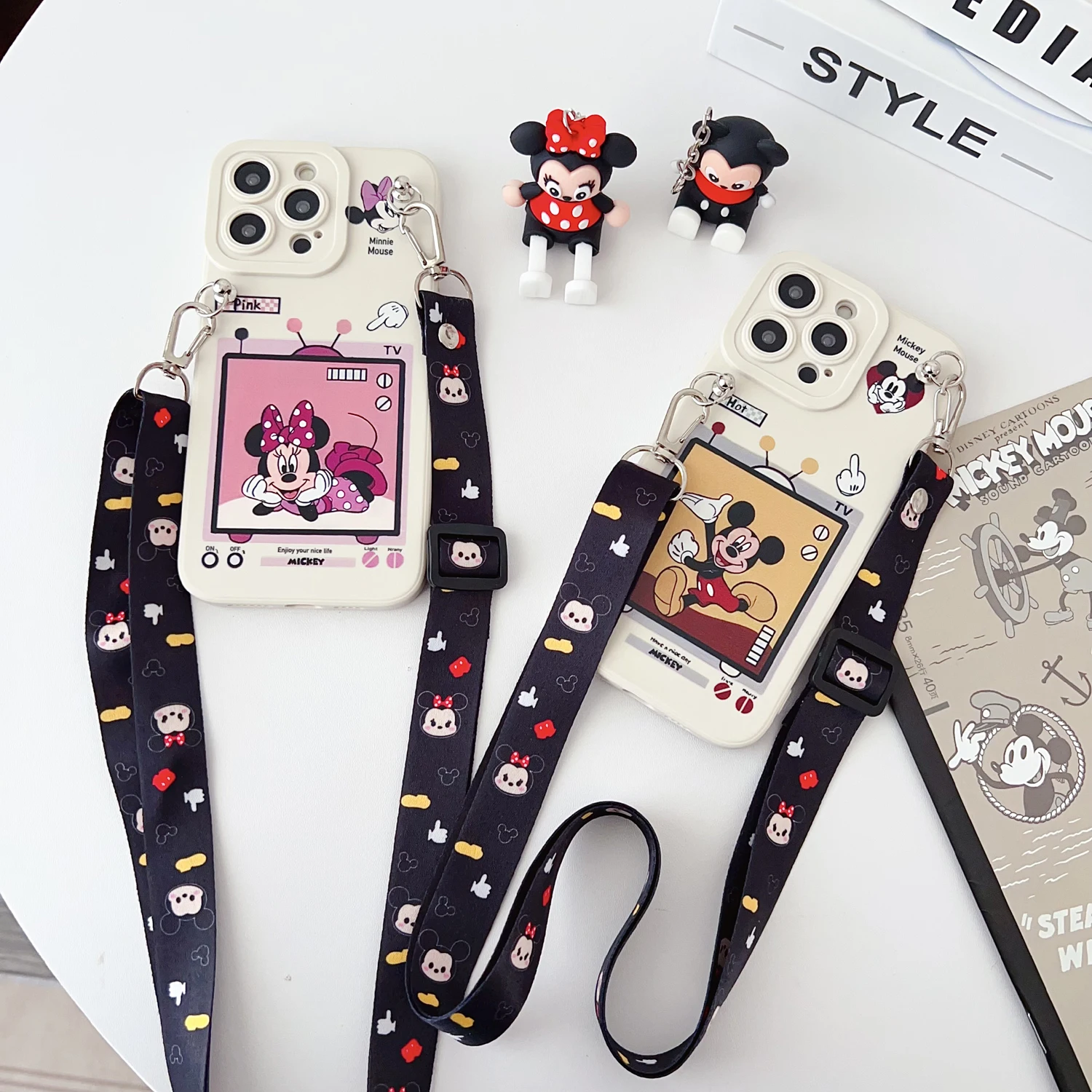 Para Samsung Galaxy A12 A11 A71 A51 A52 A22 A02s A32 A13 A53 A03s A04s A20s A33 A73 A23 TV Minnie funda con cuerda de soporte - imagen 4