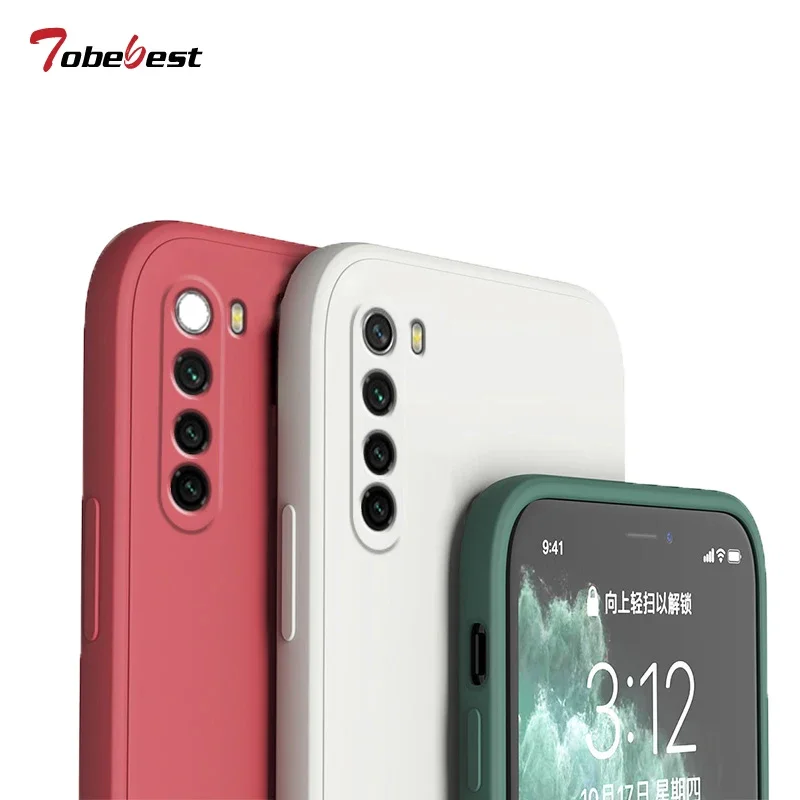 Nueva funda de silicona líquida para Huawei Honor V40 V30 Pro V20 Coque cámara protectora borde recto contraportada