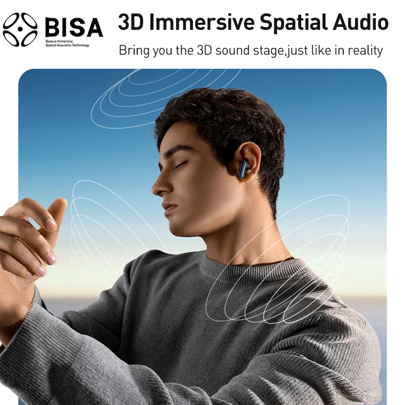 Baseus-auriculares inalámbricos Bowie M2s ANC, cascos con Bluetooth 5,3, híbridos, 48dB, cancelación de ruido, compatible con Audio espacial 3D - imagen 3