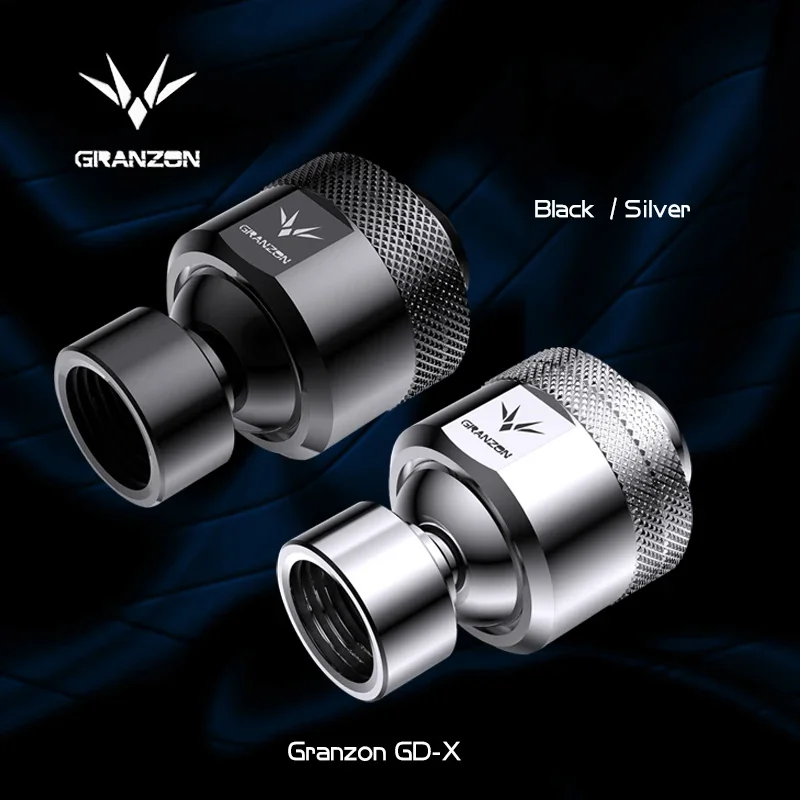 Granzon-conector Universal de refrigeración por agua, conector macho a hembra, 360 grados, montaje giratorio libre, G1/4 ", color negro/plata, GD-X - imagen 2