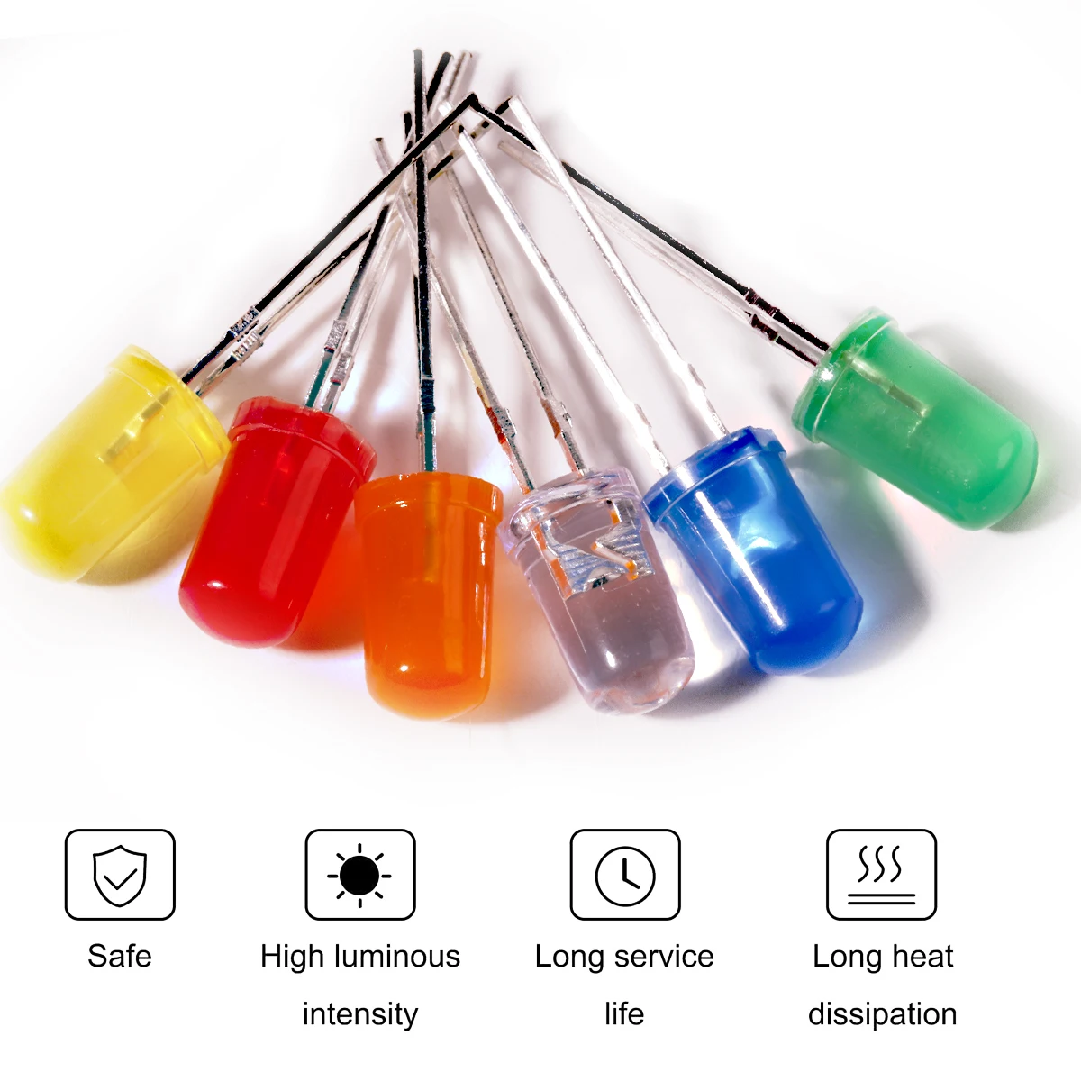 Kit surtido de luces LED de diodo emisor, blanco, verde, rojo, azul, amarillo, naranja, 3mm/5mm - imagen 4