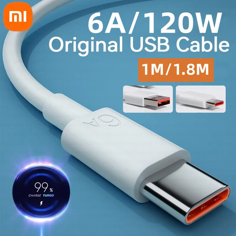 Xiaomi 6A Usb tipo C Cable cargador 120w Turbo Tipo carga rápida para Redmi 13 12 11 10 Pro ultra Poco x3 Redmi Note K70 6050 40 - imagen 2