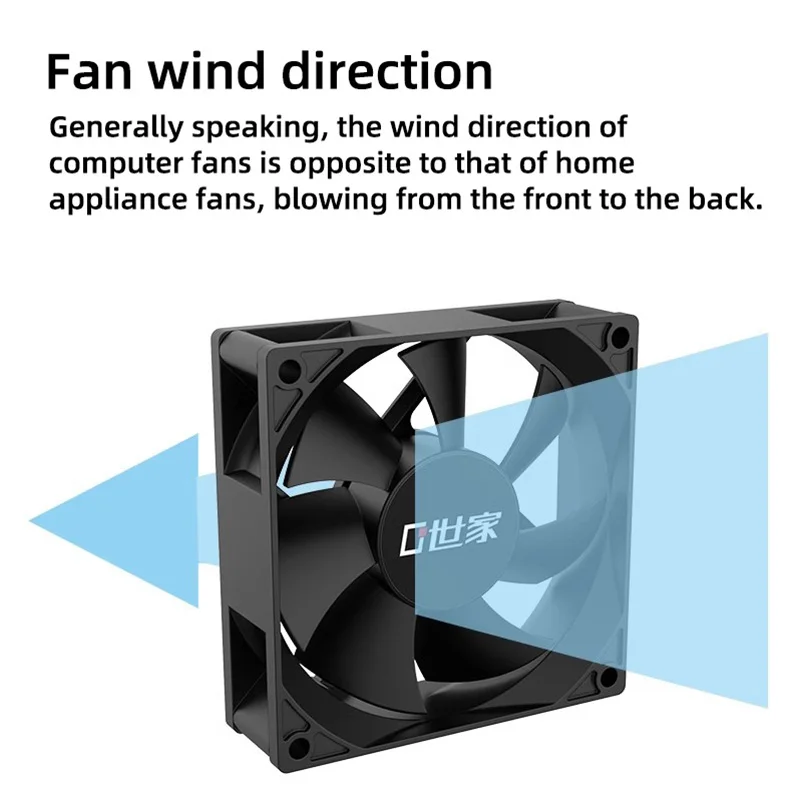 Teucer FB-80S Ventilador silencioso con cubierta de PC de 8CM, 12V, pequeños rodamientos hidráulicos de 3 pines, 2200rpm para ordenador, Ventilador de refrigeración de radiador Chassic - imagen 3