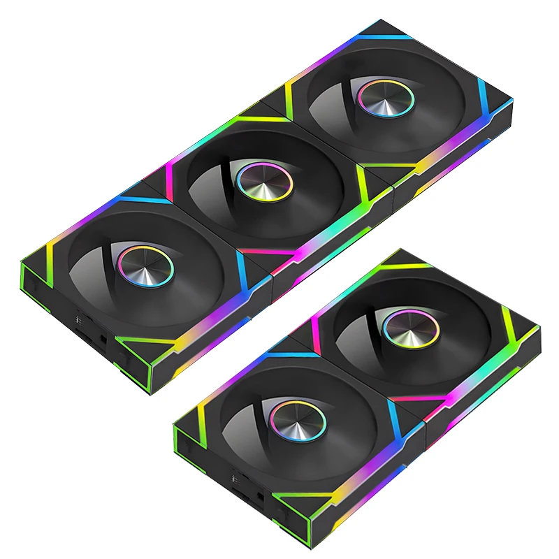 JUMPEAK DS120 ventilador de refrigeración ARGB que cambia la cara 360mm 240mm empalme Modular apilable 120mm ventiladores RGB para juegos PC caja CPU Cooler - imagen 5