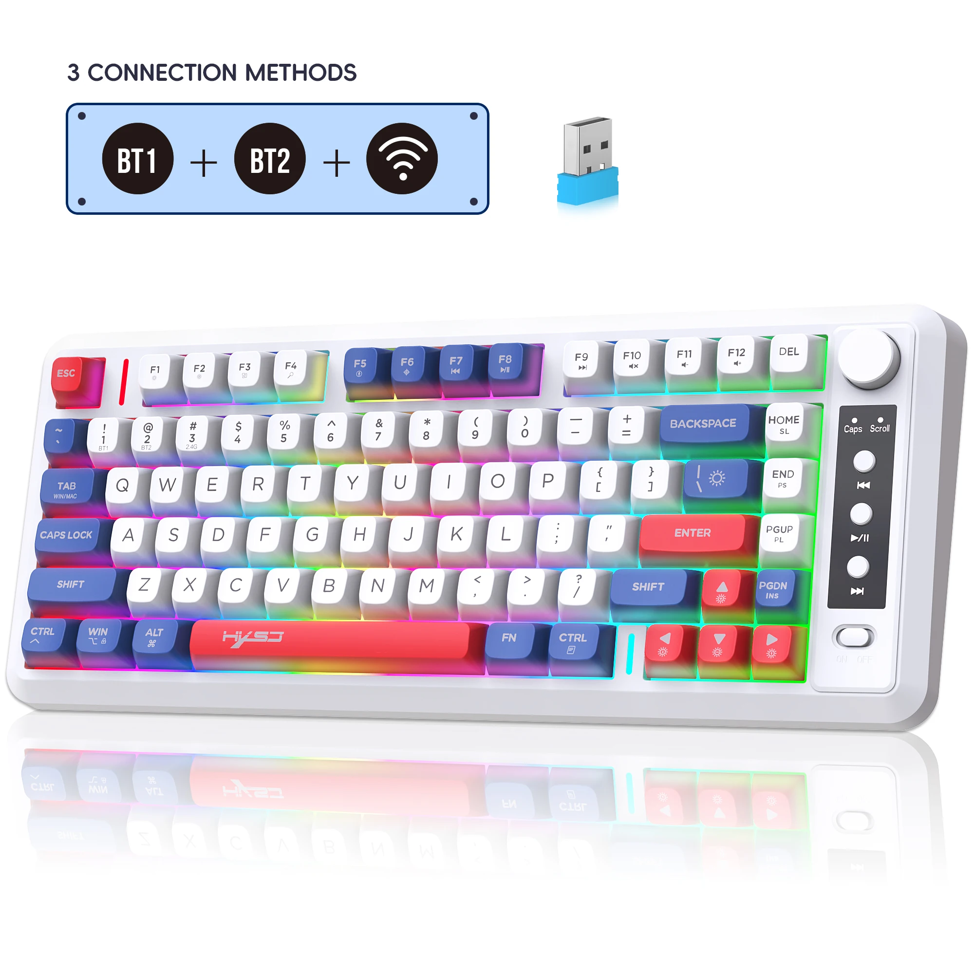 2025 nuevo HXSJ L400 teclado inalámbrico para juegos de 81 teclas y 3 modos teclado de membrana portátil retroiluminado Rgb ergonómico inalámbrico para ordenador portátil - imagen 5