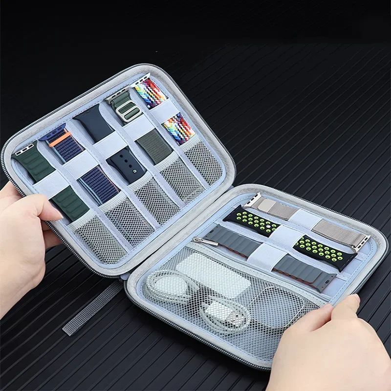 Caja de almacenamiento de correa de reloj para correas de Apple Watch, bolsa de viaje portátil, organizador de cables de datos para reloj inteligente para Samsung, Huawei y Xiaomi - imagen 2