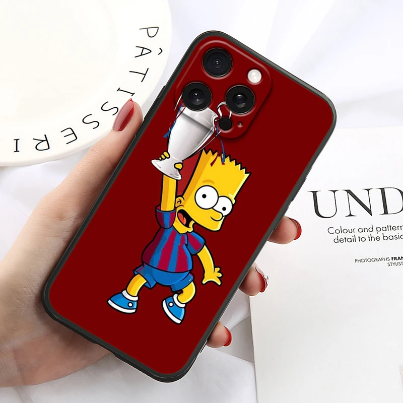 Funda de teléfono con dibujos animados de Los Simpsons, carcasa negra para iPhone 15 14 13 12 11 XS XR X 8 7 SE Pro Max Plus Mini - imagen 4