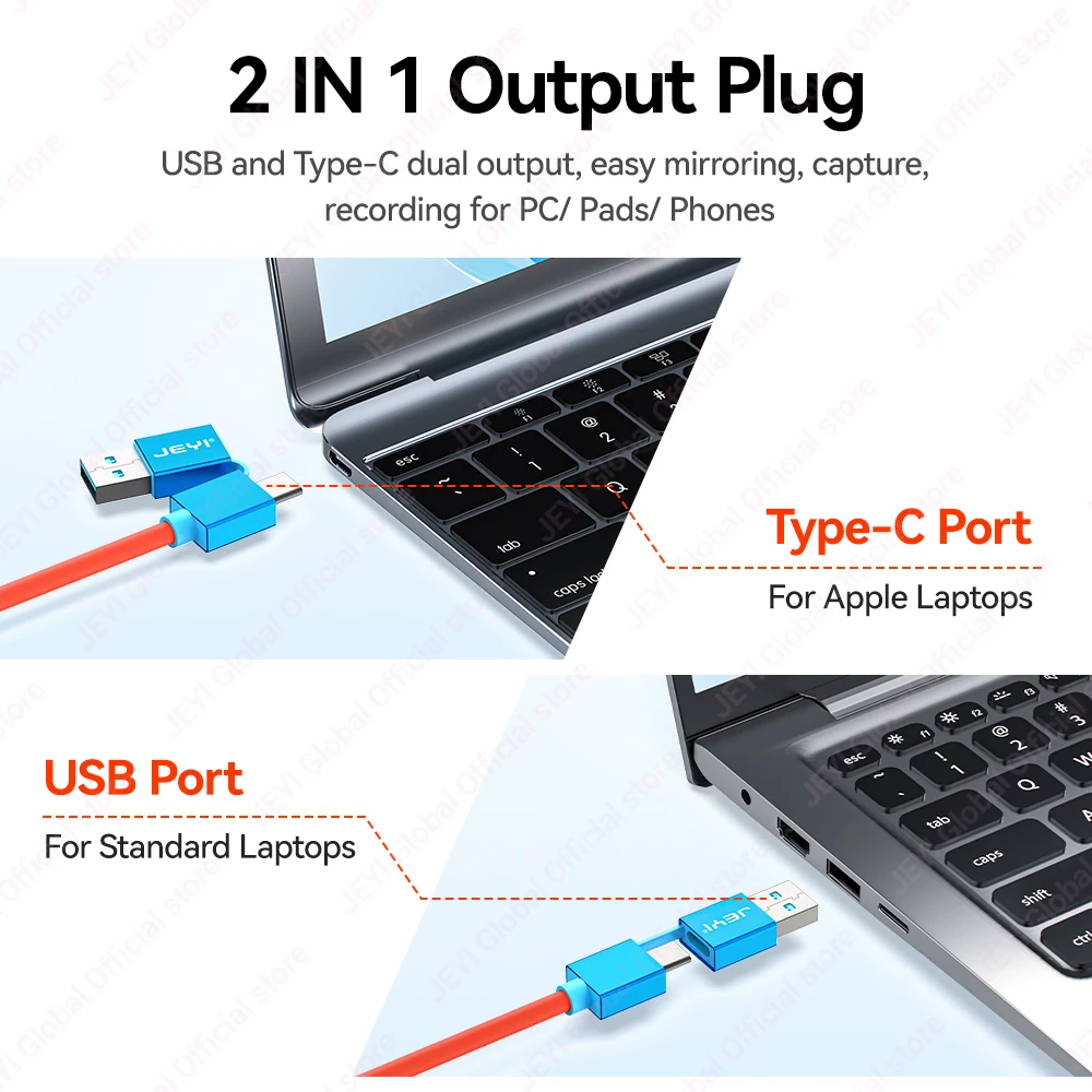 Tarjeta de captura de vídeo JEYI USB 3,0, versión PD con USB C a USB A/C, grabación de vídeo en vivo y Audio para juegos para Switch 2/1/OLED portátil - imagen 5